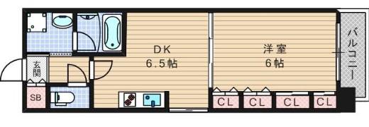 CITY SPIRE難波ウエスト(1DK/10階)の間取り写真