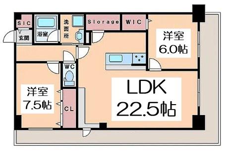 グランセジュール大国町(2LDK/4階)の間取り写真