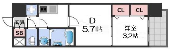 S-RESIDENCE日本橋QUALIER(2K/14階)の間取り写真