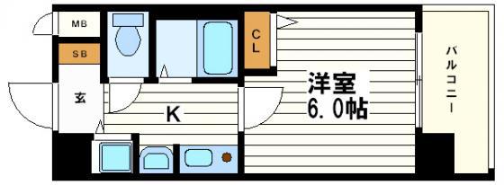 プレサンス東本町(1K/6階)の間取り写真
