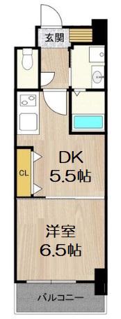 フロンティアタワー九条Ⅱ(1DK/7階)の間取り写真
