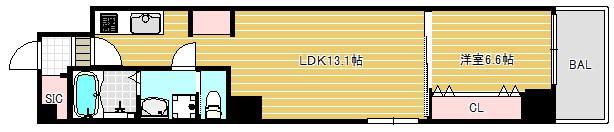 REIOS谷町(1LDK/3階)の間取り写真