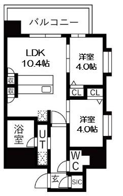 スプランディッド玉造(2LDK/6階)の間取り写真