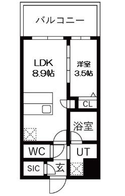スプランディッド玉造(1LDK/7階)の間取り写真