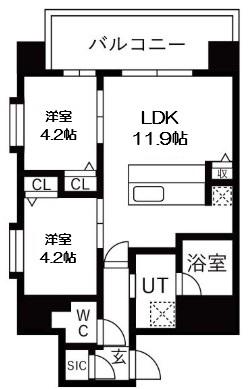 スプランディッド玉造(2LDK/4階)の間取り写真