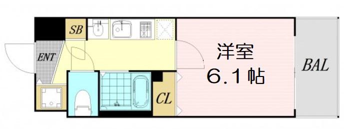プレサンス新大阪クレスタ(1K/9階)の間取り写真
