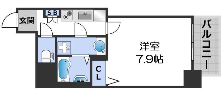 エグゼ堺筋本町(1K/14階)の間取り写真