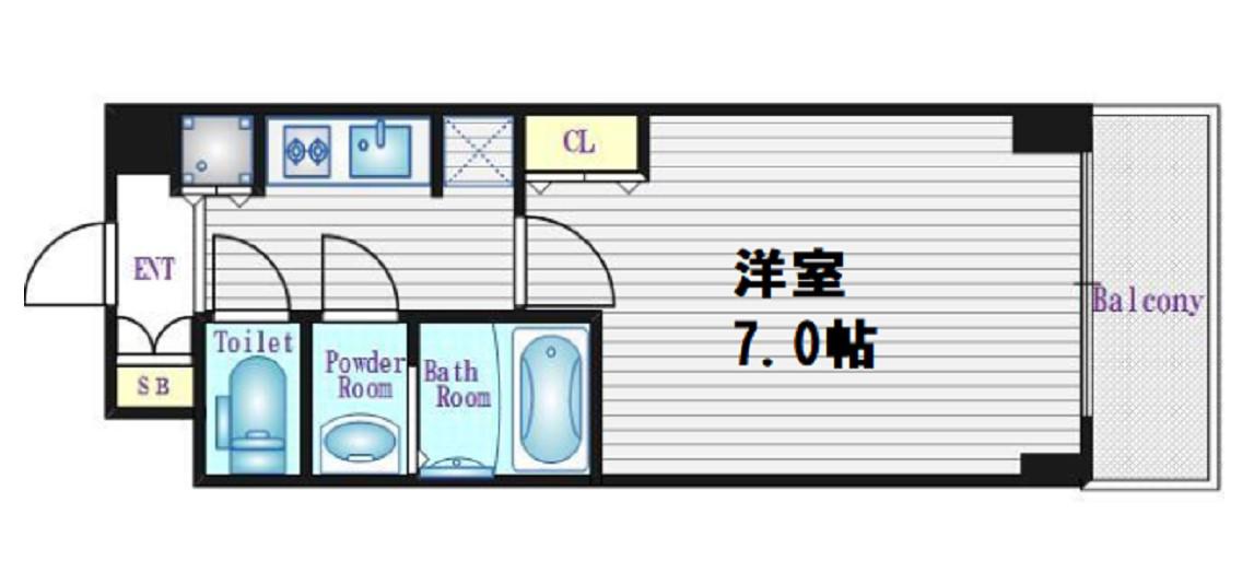 S-RESIDENCE 都島(1K/2階)の間取り写真