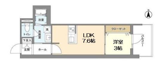 RJRプレシア南堀江(1DK/14階)の間取り写真