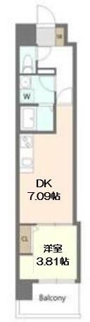 ALIVIS新町(1DK/5階)の間取り写真