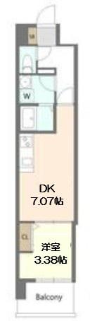 ALIVIS新町(1DK/6階)の間取り写真