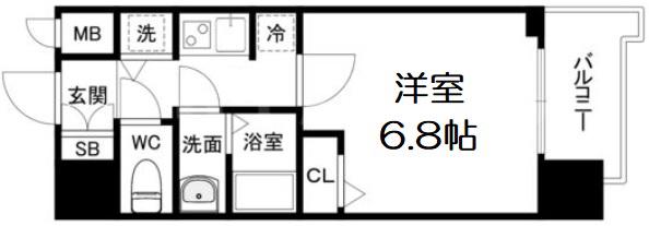 S-RESIDENCE天満GRACIS(1K/9階)の間取り写真