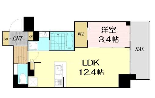 アーバネックス本町(1LDK/11階)の間取り写真