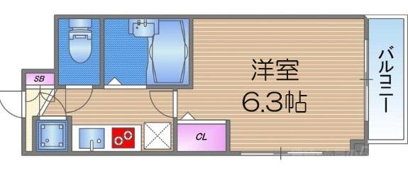 S・Eファースト(1K/1階)の間取り写真