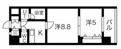 THE MUSIC COURT(2K/7階)の間取り写真