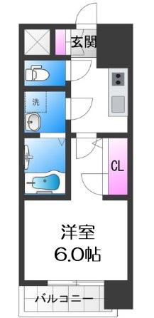 クレアグレイス岸里(1K/8階)の間取り写真