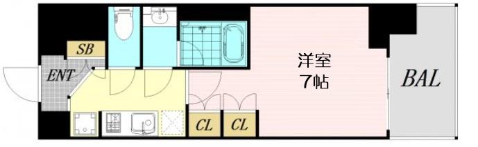 ルネフラッツ谷町四丁目(1K/5階)の間取り写真