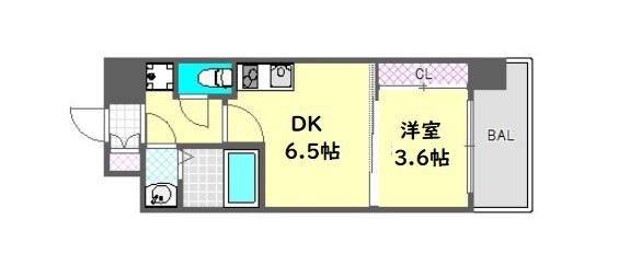 セレニテ北久宝寺(1DK/12階)の間取り写真