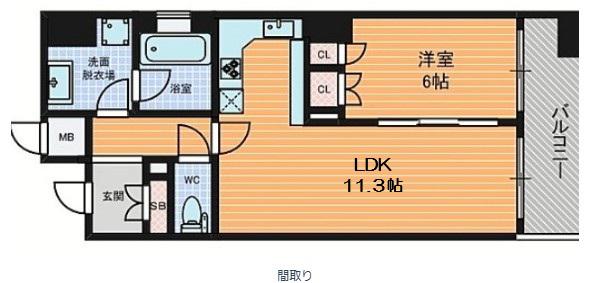 リーガル四ツ橋立売堀Ⅱ(1LDK/9階)の間取り写真