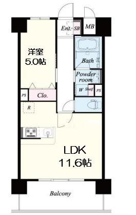 ブル フォルトゥーナ扇町(1LDK/1階)の間取り写真