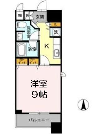 カスタリア堺筋本町(1K/4階)の間取り写真