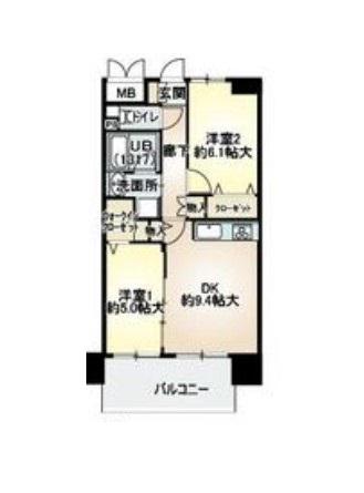 ベリー海老江(2DK/14階)の間取り写真
