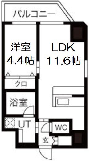 プレジオ都島本通(1LDK/11階)の間取り写真
