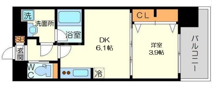 プレジオ十三(1DK/7階)の間取り写真