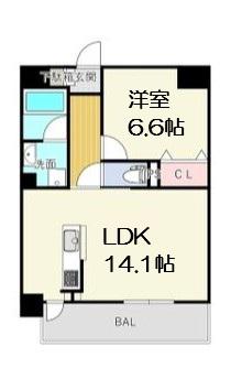 ES-GRANDE UMEDAKITA(1LDK/4階)の間取り写真