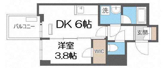 RISING MAISON 本町橋(1DK/6階)の間取り写真