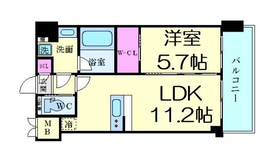 グランカーサ新大阪サウス(1LDK/3階)の間取り写真