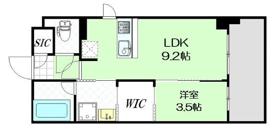 アスヴェル阿波座BLUE EARTH(1LDK/8階)の間取り写真