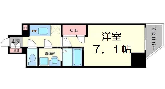 ララプレイス大阪福島ミラ(1K/7階)の間取り写真