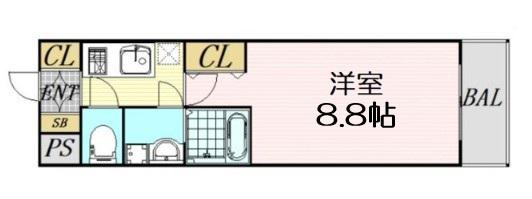 エスリード福島第5(1K/4階)の間取り写真
