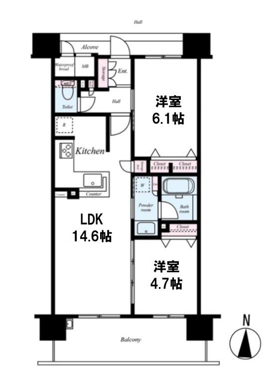 プレサンスロジェ桜川(2LDK/2階)の間取り写真