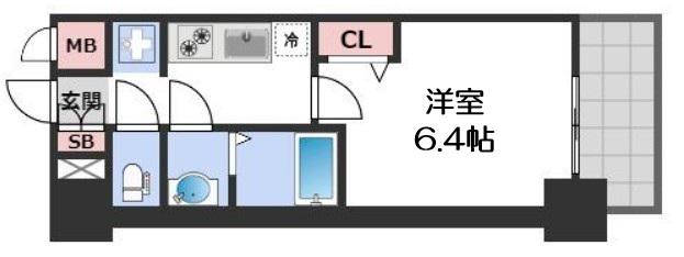 プレサンス堺筋本町エグゼブラン(1K/3階)の間取り写真