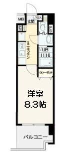 ビバーチェ鷺洲(1K/2階)の間取り写真