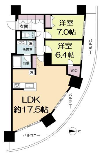 ドゥーエなんば南(2LDK/13階)の間取り写真