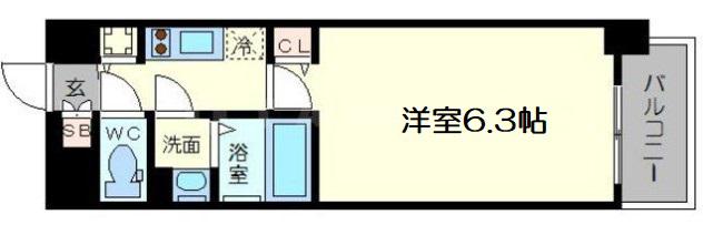 グランカリテ新大阪ウエスト(1K/8階)の間取り写真