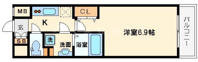 エグゼ北大阪(1K/9階)の間取り写真