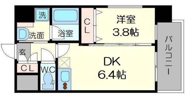 エスタート御幣島(1DK/4階)の間取り写真