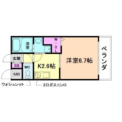 S-FORT福島LALUNA(1K/9階)の間取り写真