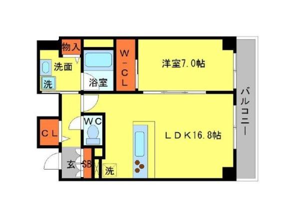 BRAVI南堀江(1LDK/15階)の間取り写真