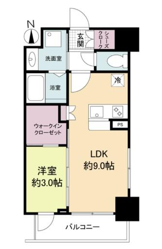 セレニテ谷町四丁目アリエ(1LDK/3階)の間取り写真