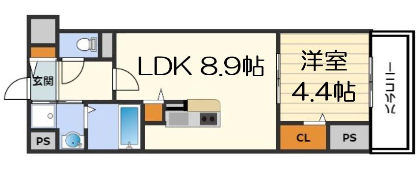 LASANTE梅田北(1LDK/8階)の間取り写真