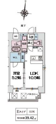 スプランディッド新大阪VIII(1LDK/9階)の間取り写真