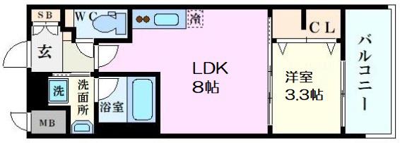 スプランディッド中之島DUE(1LDK/7階)の間取り写真