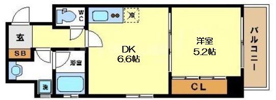 フレンシアノイエ内本町(1DK/15階)の間取り写真
