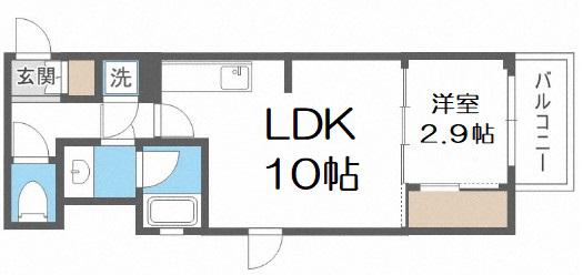 シーズンフラッツ阿波座(1LDK/8階)の間取り写真