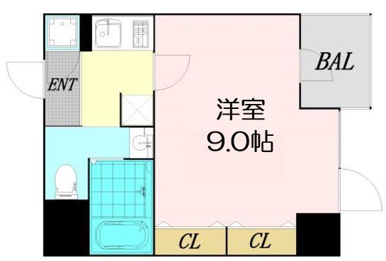 ルクレ西長堀(1K/13階)の間取り写真